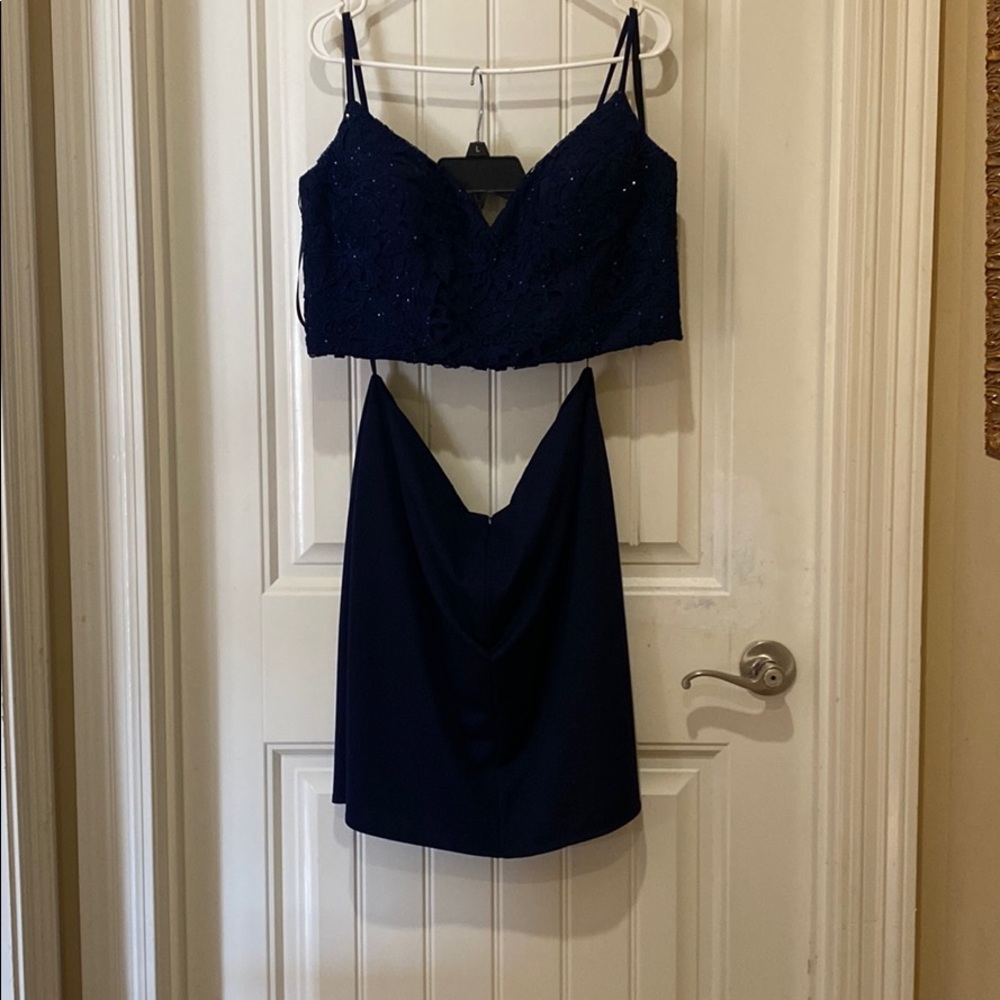 Beautifully Subtle Navy Blue Two Piece